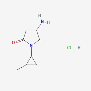 molecular formula C8H15ClN2O B1526185 4-氨基-1-(2-甲基环丙基)吡咯烷-2-酮盐酸盐 CAS No. 1354951-36-2