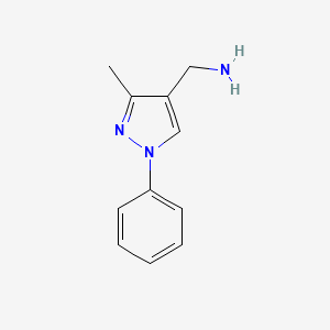 molecular formula C11H13N3 B1526193 (3-methyl-1-phenyl-1H-pyrazol-4-yl)methanamine CAS No. 1020718-05-1