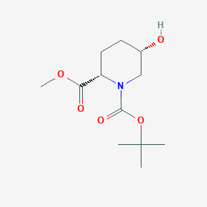 molecular formula C12H21NO5 B1526256 (2S,5S)-1-叔丁基 2-甲基 5-羟基哌啶-1,2-二羧酸酯 CAS No. 915976-32-8