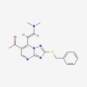 molecular formula C18H19N5OS B1526287 1-{2-(苄硫基)-7-[(E)-2-(二甲氨基)乙烯基][1,2,4]三唑并[1,5-a]嘧啶-6-基}乙酮 CAS No. 1306753-48-9