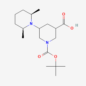 molecular formula C18H32N2O4 B15262871 1-[(tert-Butoxy)carbonyl]-5-[(2R,6S)-2,6-dimethylpiperidin-1-yl]piperidine-3-carboxylic acid 