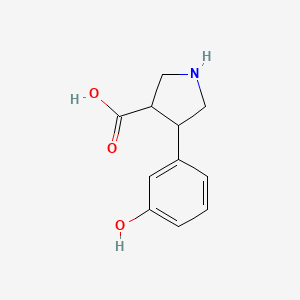 molecular formula C11H13NO3 B15262893 4-(3-Hydroxyphenyl)pyrrolidine-3-carboxylic acid 