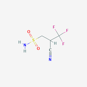 molecular formula C4H5F3N2O2S B15262902 2-Cyano-3,3,3-trifluoropropane-1-sulfonamide 