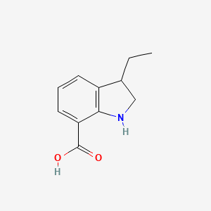 molecular formula C11H13NO2 B15262947 3-Ethyl-2,3-dihydro-1H-indole-7-carboxylic acid 