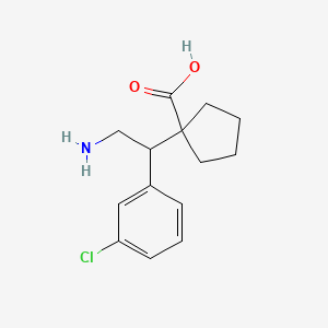 molecular formula C14H18ClNO2 B15263003 1-[2-Amino-1-(3-chlorophenyl)ethyl]cyclopentane-1-carboxylic acid 