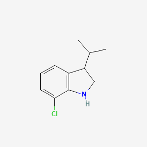 molecular formula C11H14ClN B15263005 7-Chloro-3-(propan-2-YL)-2,3-dihydro-1H-indole 