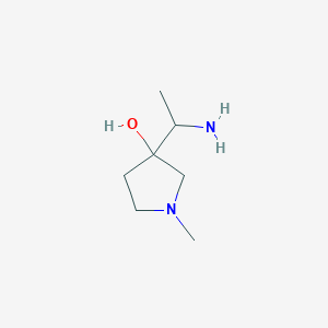 molecular formula C7H16N2O B15263022 3-(1-Aminoethyl)-1-methylpyrrolidin-3-ol 