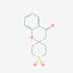 molecular formula C13H14O4S B15263047 3,4-Dihydrospiro[1-benzopyran-2,4'-[1lambda6]thiane]-1',1',4-trione 