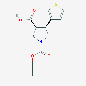 molecular formula C14H19NO4S B1526319 (3R,4S)-1-[(2-甲基丙烷-2-基)氧羰基]-4-噻吩-3-基吡咯烷-3-羧酸 CAS No. 1820575-20-9