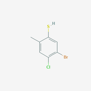 molecular formula C7H6BrClS B15263238 5-Bromo-4-chloro-2-methylbenzene-1-thiol 