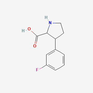 molecular formula C11H12FNO2 B15263245 3-(3-Fluorophenyl)pyrrolidine-2-carboxylic acid 