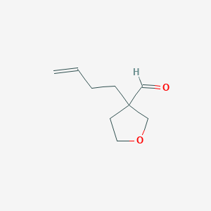 molecular formula C9H14O2 B15263307 3-(But-3-en-1-yl)oxolane-3-carbaldehyde 