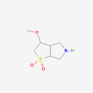 molecular formula C7H13NO3S B15263362 3-Methoxy-hexahydro-2H-1lambda6-thieno[2,3-c]pyrrole-1,1-dione 