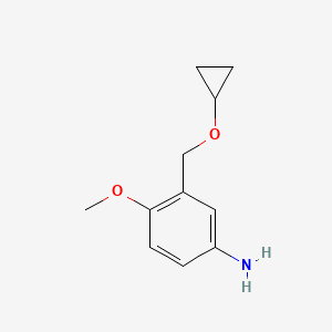 molecular formula C11H15NO2 B15263375 3-(Cyclopropoxymethyl)-4-methoxyaniline 