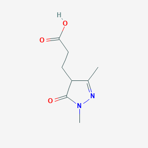 molecular formula C8H12N2O3 B15263379 3-(1,3-dimethyl-5-oxo-4,5-dihydro-1H-pyrazol-4-yl)propanoic acid 