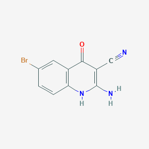 molecular formula C10H6BrN3O B15263400 2-Amino-6-bromo-4-hydroxyquinoline-3-carbonitrile 