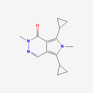 molecular formula C14H17N3O B15263409 5,7-Dicyclopropyl-2,6-dimethyl-1H,2H,6H-pyrrolo[3,4-d]pyridazin-1-one 