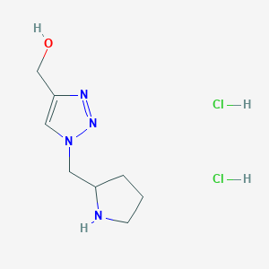 molecular formula C8H16Cl2N4O B15263490 {1-[(pyrrolidin-2-yl)methyl]-1H-1,2,3-triazol-4-yl}methanol dihydrochloride 