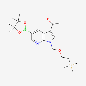 molecular formula C21H33BN2O4Si B1526367 1-(5-(4,4,5,5-tetramethyl-1,3,2-dioxaborolan-2-yl)-1-((2-(trimethylsilyl)ethoxy)methyl)-1H-pyrrolo[2,3-b]pyridin-3-yl)ethanone CAS No. 1071454-96-0