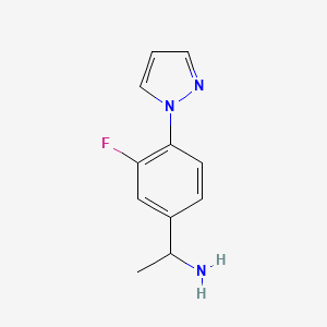 molecular formula C11H12FN3 B15263782 1-[3-Fluoro-4-(1H-pyrazol-1-yl)phenyl]ethan-1-amine 