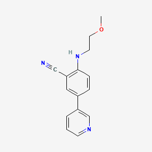 molecular formula C15H15N3O B15263825 2-[(2-Methoxyethyl)amino]-5-(pyridin-3-yl)benzonitrile 