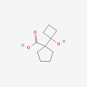 molecular formula C10H16O3 B15263857 1-(1-Hydroxycyclobutyl)cyclopentane-1-carboxylic acid 