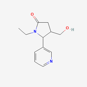 molecular formula C12H16N2O2 B15263944 1-Ethyl-4-(hydroxymethyl)-5-(pyridin-3-yl)pyrrolidin-2-one 