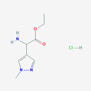 molecular formula C8H14ClN3O2 B15264186 Ethyl 2-amino-2-(1-methyl-1H-pyrazol-4-yl)acetate hydrochloride 