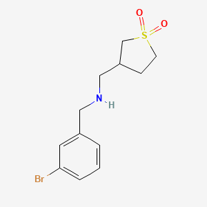 molecular formula C12H16BrNO2S B1526440 3-({[(3-Bromophenyl)methyl]amino}methyl)-1lambda6-thiolane-1,1-dione CAS No. 1182742-28-4