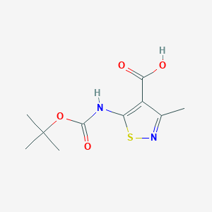 molecular formula C10H14N2O4S B1526441 5-{[(tert-ブトキシ)カルボニル]アミノ}-3-メチル-1,2-チアゾール-4-カルボン酸 CAS No. 1179765-94-6