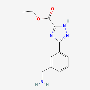 molecular formula C12H14N4O2 B15264648 ethyl 3-[3-(aminomethyl)phenyl]-1H-1,2,4-triazole-5-carboxylate 