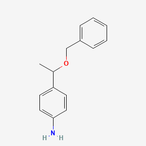 molecular formula C15H17NO B1526491 4-[1-(Benzyloxy)ethyl]aniline CAS No. 1305772-89-7