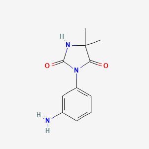 molecular formula C11H13N3O2 B1526535 3-(3-Aminophenyl)-5,5-dimethylimidazolidine-2,4-dione CAS No. 1249525-89-0