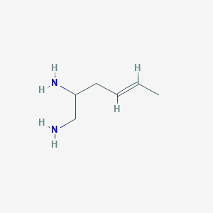 molecular formula C6H14N2 B15265352 Hex-4-ene-1,2-diamine 