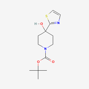 molecular formula C13H20N2O3S B1526604 4-Hydroxy-4-(thiazol-2-yl)piperidine-1-carboxylic acid tert-butyl ester CAS No. 942185-02-6