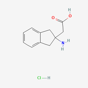 molecular formula C11H14ClNO2 B1526606 2-(2-amino-2,3-dihydro-1H-inden-2-yl)acetic acid hydrochloride CAS No. 917391-07-2