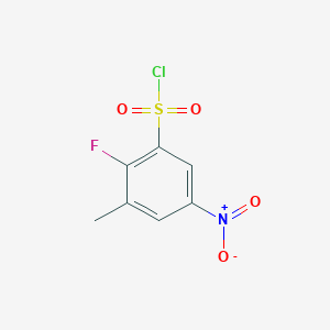 molecular formula C7H5ClFNO4S B1526624 2-Fluoro-3-methyl-5-nitrobenzene-1-sulfonyl chloride CAS No. 1187082-98-9