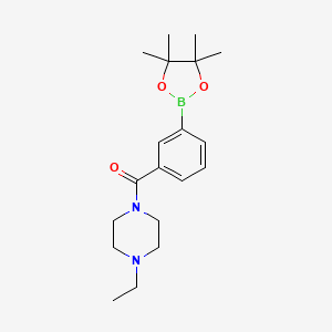 molecular formula C19H29BN2O3 B1526679 1-Ethyl-4-[3-(tetramethyl-1,3,2-dioxaborolan-2-yl)benzoyl]piperazine CAS No. 1036990-36-9