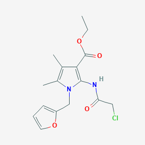 molecular formula C16H19ClN2O4 B15266885 ethyl 2-(2-chloroacetamido)-1-(furan-2-ylmethyl)-4,5-dimethyl-1H-pyrrole-3-carboxylate 