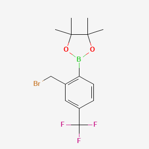 molecular formula C14H17BBrF3O2 B1526689 2-(2-(Bromomethyl)-4-(trifluoromethyl)phenyl)-4,4,5,5-tetramethyl-1,3,2-dioxaborolane CAS No. 1030832-46-2