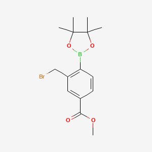 molecular formula C15H20BBrO4 B1526691 Methyl 3-(bromomethyl)-4-(4,4,5,5-tetramethyl-1,3,2-dioxaborolan-2-yl)benzoate CAS No. 1256388-92-7