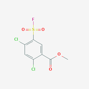 molecular formula C8H5Cl2FO4S B15266995 Methyl 2,4-dichloro-5-(fluorosulfonyl)benzoate 