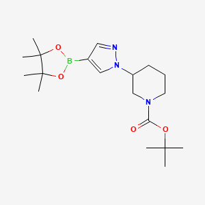 molecular formula C19H32BN3O4 B1526705 tert-butyl 3-(4-(4,4,5,5-tetramethyl-1,3,2-dioxaborolan-2-yl)-1H-pyrazol-1-yl)piperidine-1-carboxylate CAS No. 1092563-74-0
