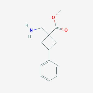 molecular formula C13H17NO2 B15267192 Methyl 1-(aminomethyl)-3-phenylcyclobutane-1-carboxylate 