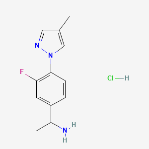 molecular formula C12H15ClFN3 B1526898 1-[3-fluoro-4-(4-methyl-1H-pyrazol-1-yl)phenyl]ethan-1-amine hydrochloride CAS No. 1354950-16-5