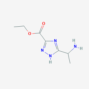 molecular formula C7H12N4O2 B15269235 ethyl 3-(1-aminoethyl)-1H-1,2,4-triazole-5-carboxylate 