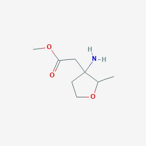 molecular formula C8H15NO3 B15269428 Methyl 2-(3-amino-2-methyloxolan-3-YL)acetate 