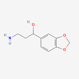 molecular formula C10H13NO3 B1527008 3-氨基-1-(1,3-苯二氧杂环-5-基)丙醇-1 CAS No. 1089351-36-9