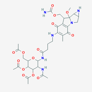 molecular formula C33H44N6O14 B152710 [5-Acetamido-3,4-diacetyloxy-6-[4-[[8-(carbamoyloxymethyl)-7-methoxy-12-methyl-10,13-dioxo-2,5-diazatetracyclo[7.4.0.02,7.04,6]trideca-1(9),11-dien-11-yl]amino]butanoylamino]oxan-2-yl]methyl acetate CAS No. 139112-45-1
