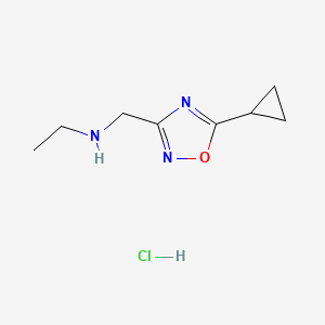 molecular formula C8H14ClN3O B1527103 N-[(5-Cyclopropyl-1,2,4-oxadiazol-3-YL)methyl]ethanamine hydrochloride CAS No. 1257850-59-1
